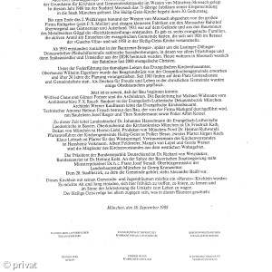 In den Grundstein eingemauerte Urkunde